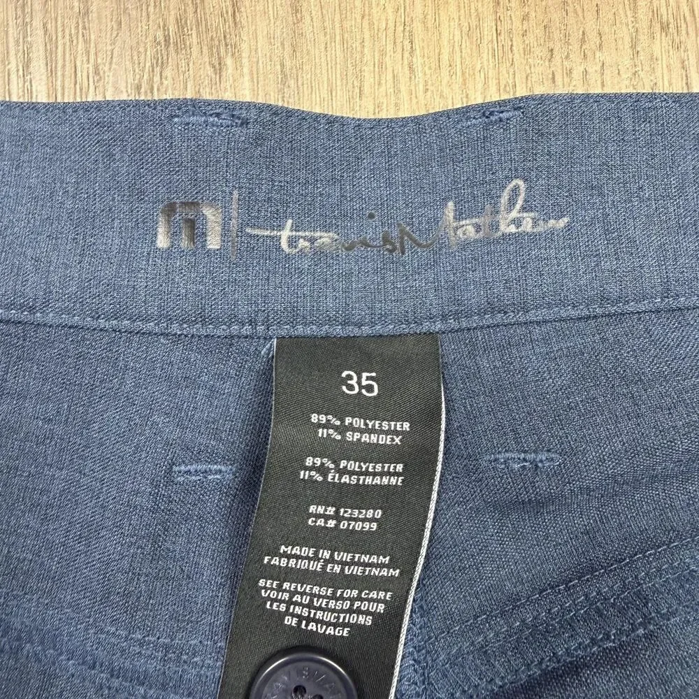 Travis Mathew Pants Mens 35x31 Blue Stretch Chino Golf Casual Microfiber Tech